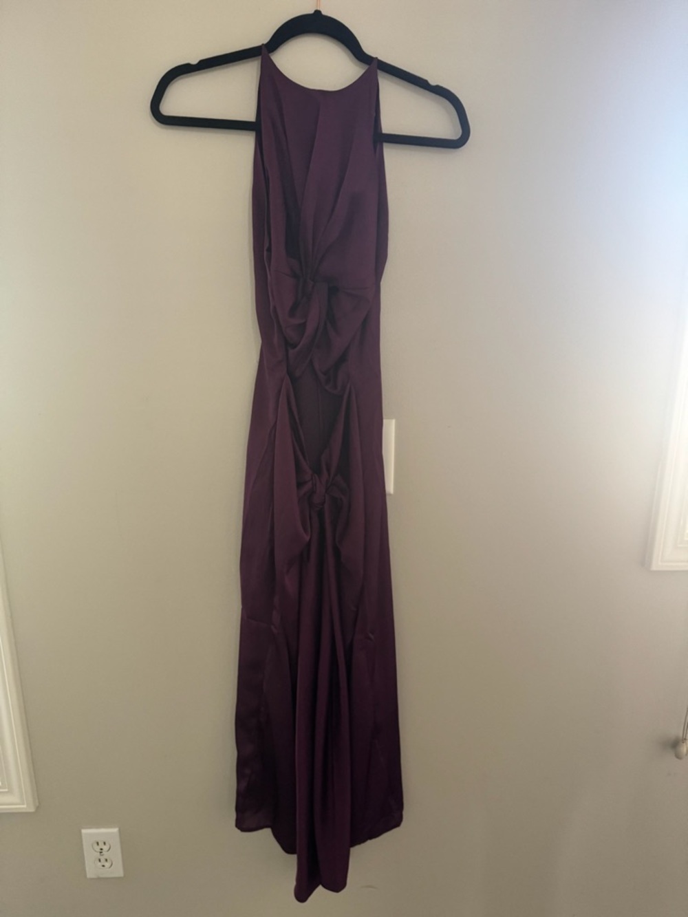 NWOT Sleeveless Twist-Detail Midi Dress in Deep Plum